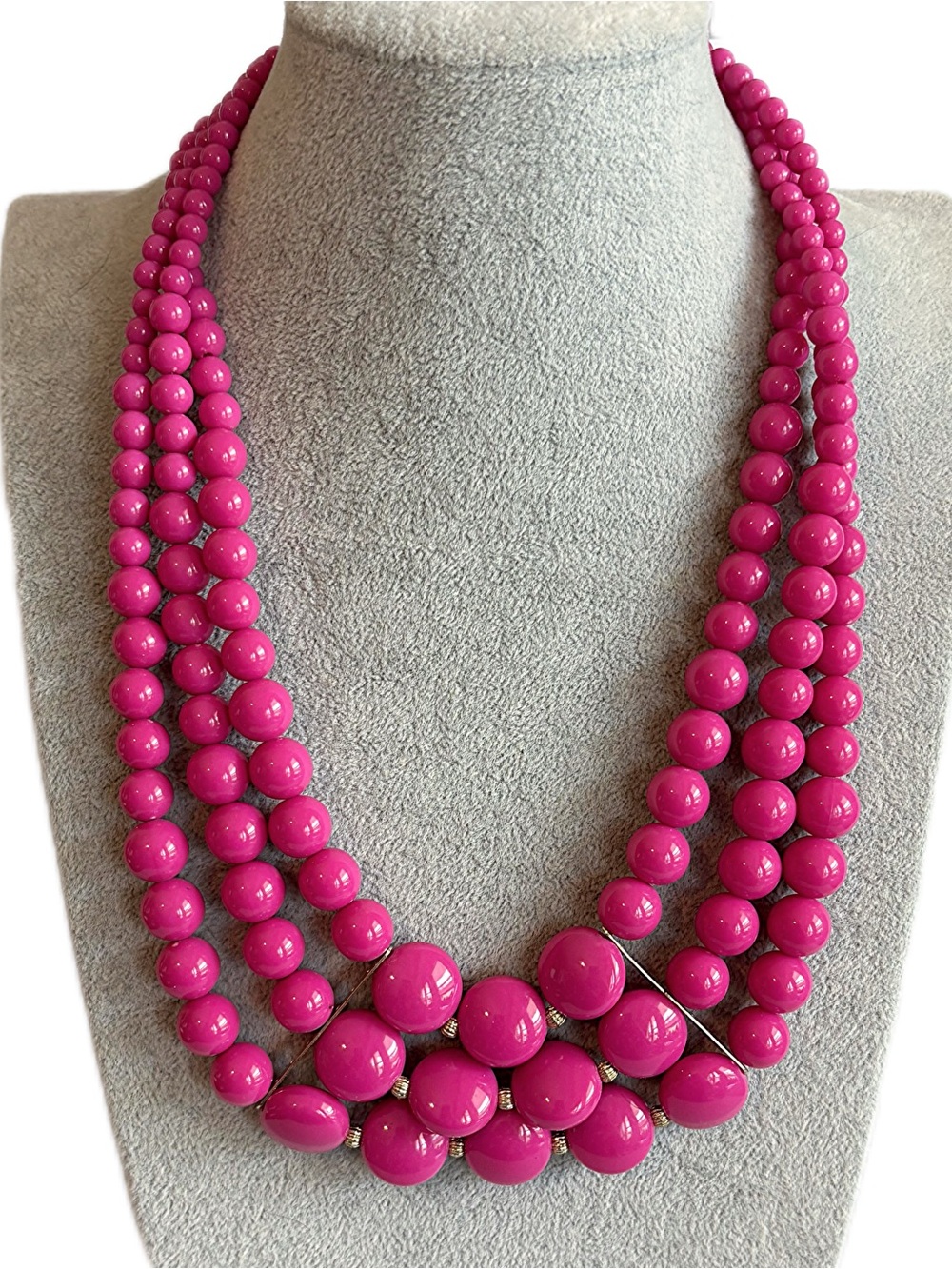 Pink Acrylic Chunky Multi-Strand Statement Necklace